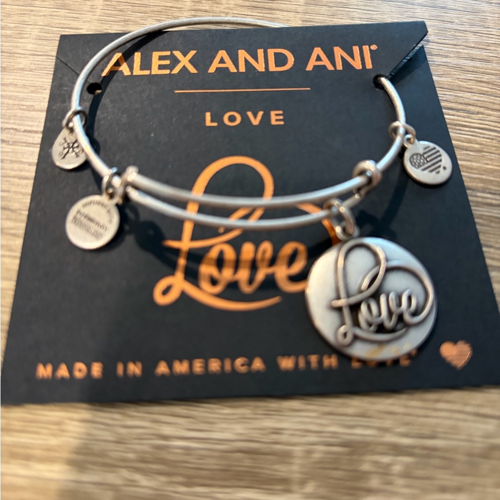 Alex and Ani Silver 'Love' Script Charm Bangle
